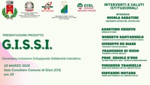 Progetto Gissi, lunedì 10 marzo la presentazione